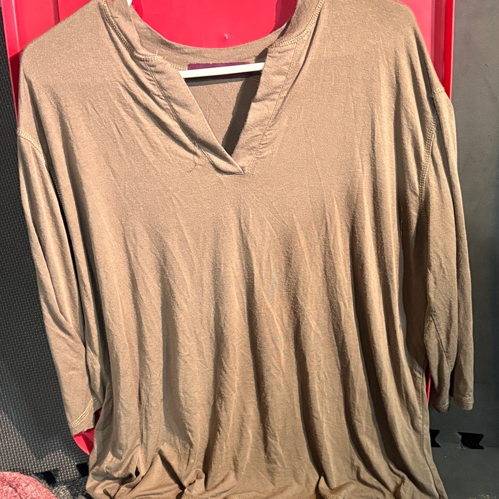 Doublju Tan Long Sleeve Women's Top
